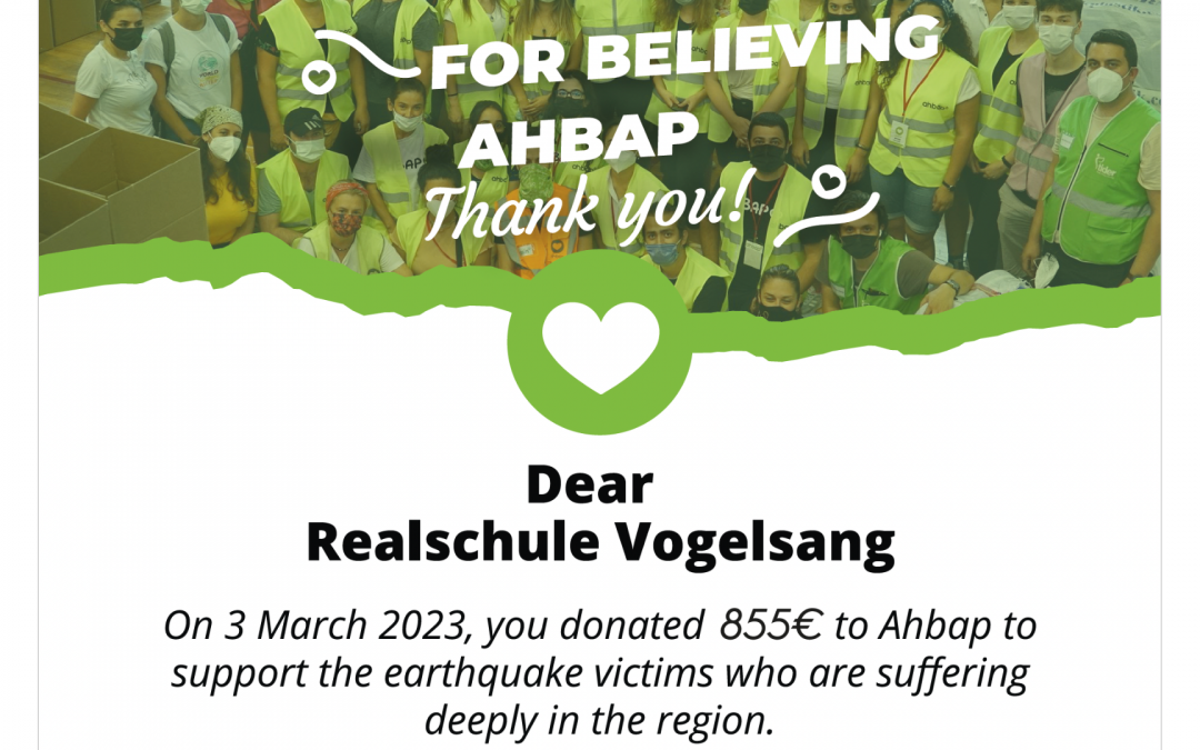 855 € Spende unserer SV an Ahbap